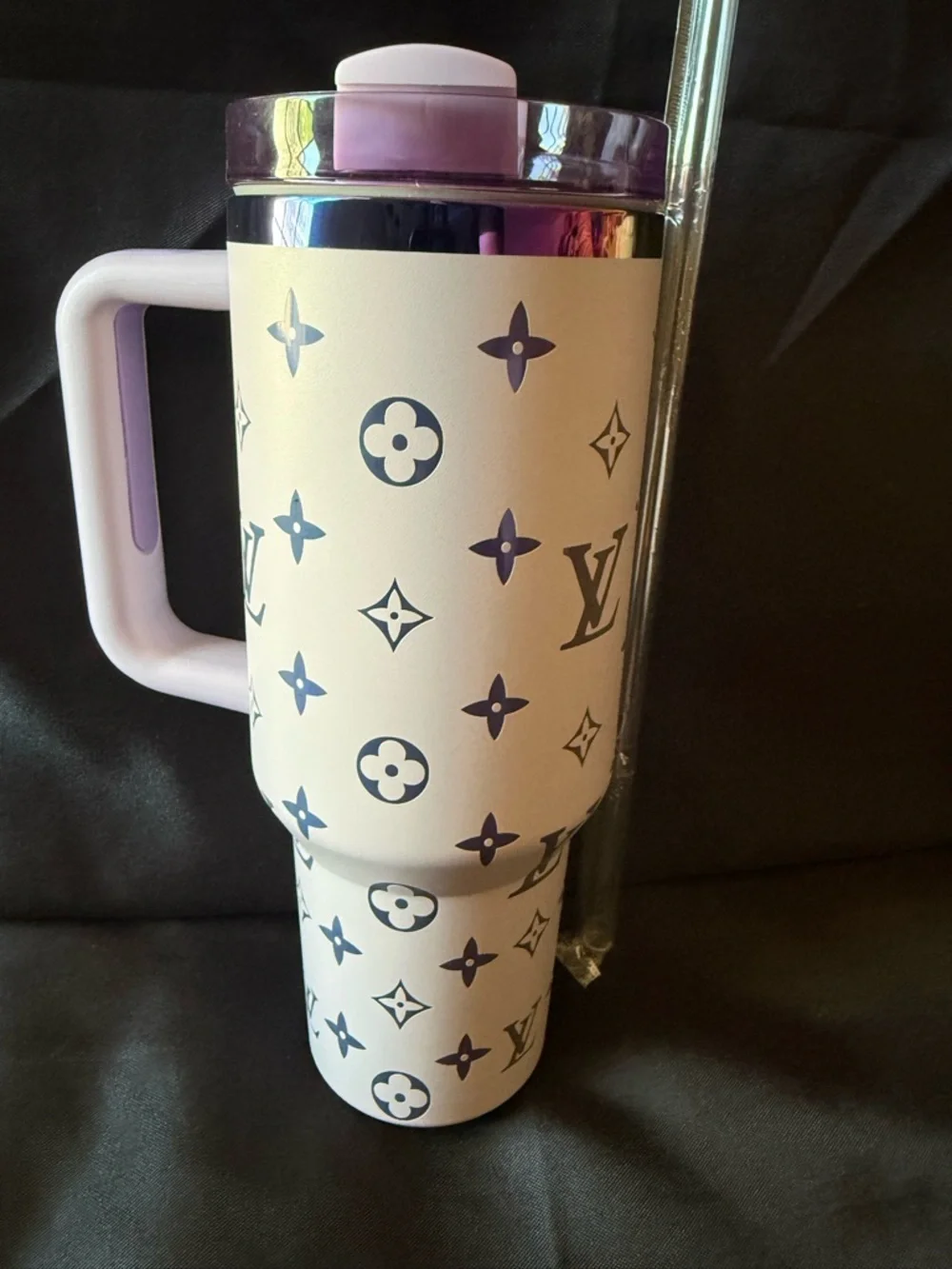 New Stanley 40oz Lavender Oil Slick Laser LEngravedV Tumbler Straw (No Box) - Picture 5 of 6
